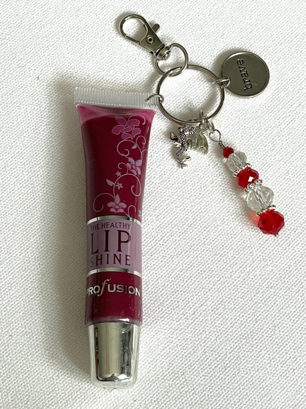 PROFUSION Charmed Lip Gloss Keychains-Lip Gloss Dragon and Brave Beaded Charms